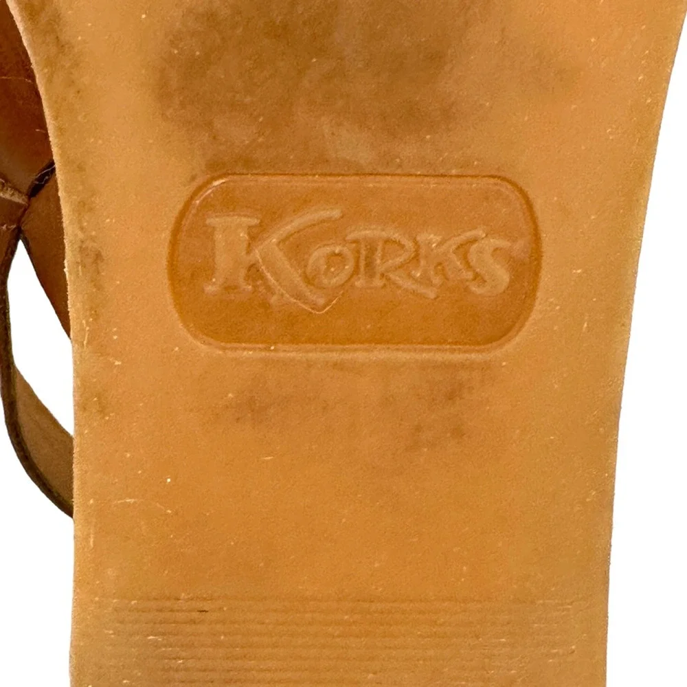 Korks By Kork Ease Platform Wedge Sandals Womens‎ 9 Brown Leather Slingback